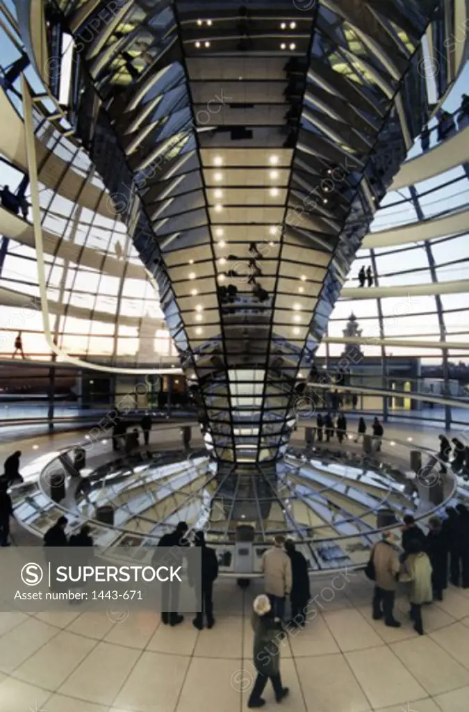 High angle view of a group of people standing in a government building, Reichstag Dome, Berlin, Germany