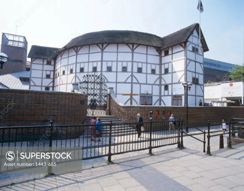 Low angle view of a stage theater, Globe Theatre, London, England