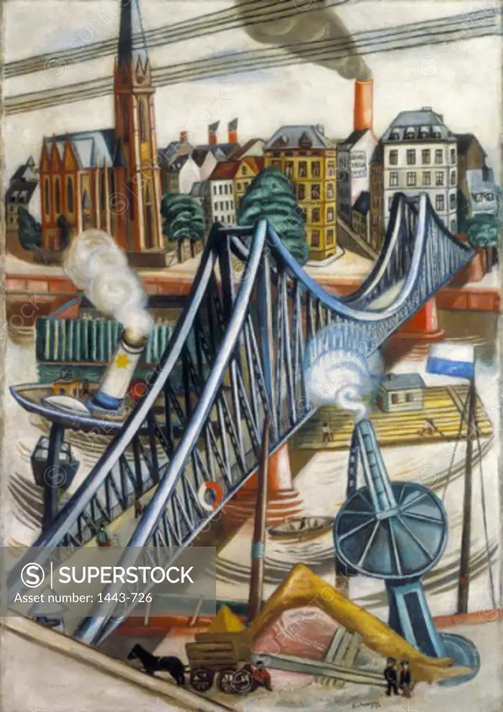 The Iron Bridge (View of Frankfurt)  1922 Max Beckmann (1884-1950 German) Oil on canvas Kunstsammlung Nordrhein-Westfalen, Dusseldorf, Germany