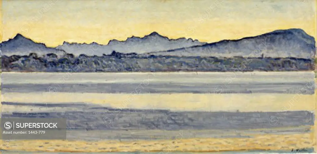 Lake Geneva with Mont Blanc 1918 Ferdinand Hodler (1853-1918 Swiss)  Oil on canvas Private Collection