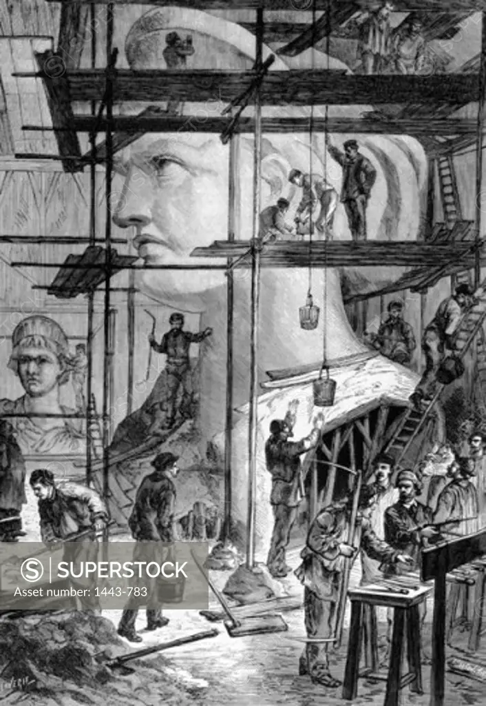 Working on the Head of the Statue of Liberty 1878 Artist Unknown Wood engraving