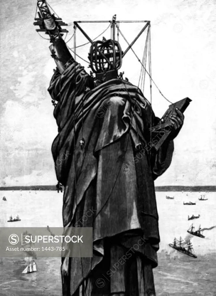 Construction of the Statue of Liberty 1886 Artist Unknown Woodcut print