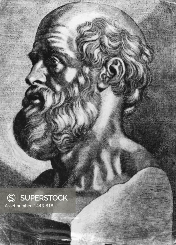 Hippocrates (460-375 BCE), Greek Physician Paulus Pontius (1603-1658 Flemish) Copperplate