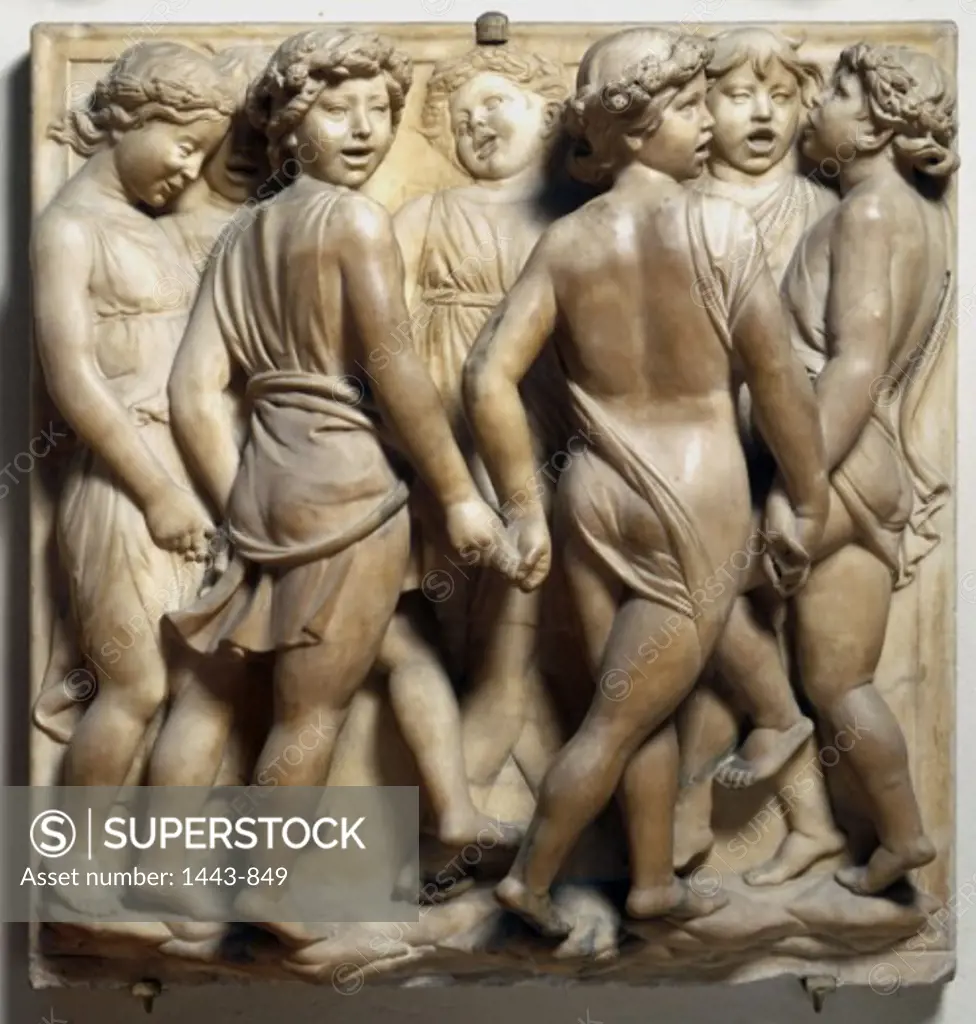 Group of Little Boys Dancing (Detail from Choir Pulpit of Santa Maria del Fiore in Florence)  1431-38 Luca Della Robbia (1400-1482 Italian)  Marble relief Museo dell'Opera del Duomo, Florence, Italy