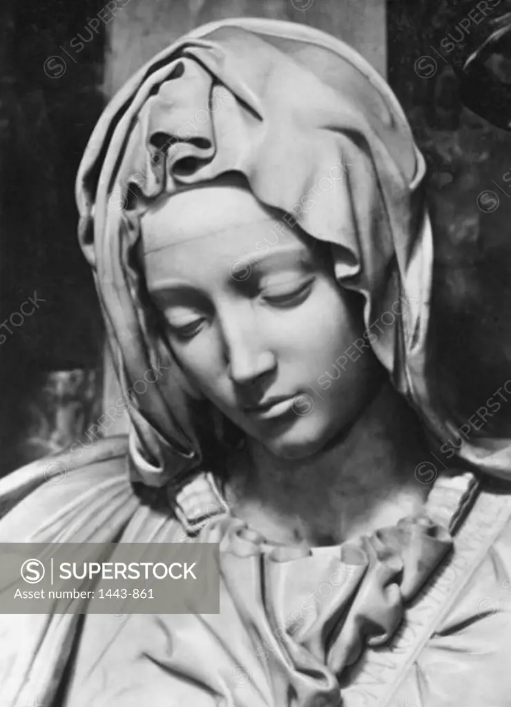Pieta (Detail of Mary)  1498-99 Michelangelo Buonarroti (1475-1564 Italian)  Marble St. Peter's Basilica, Vatican City