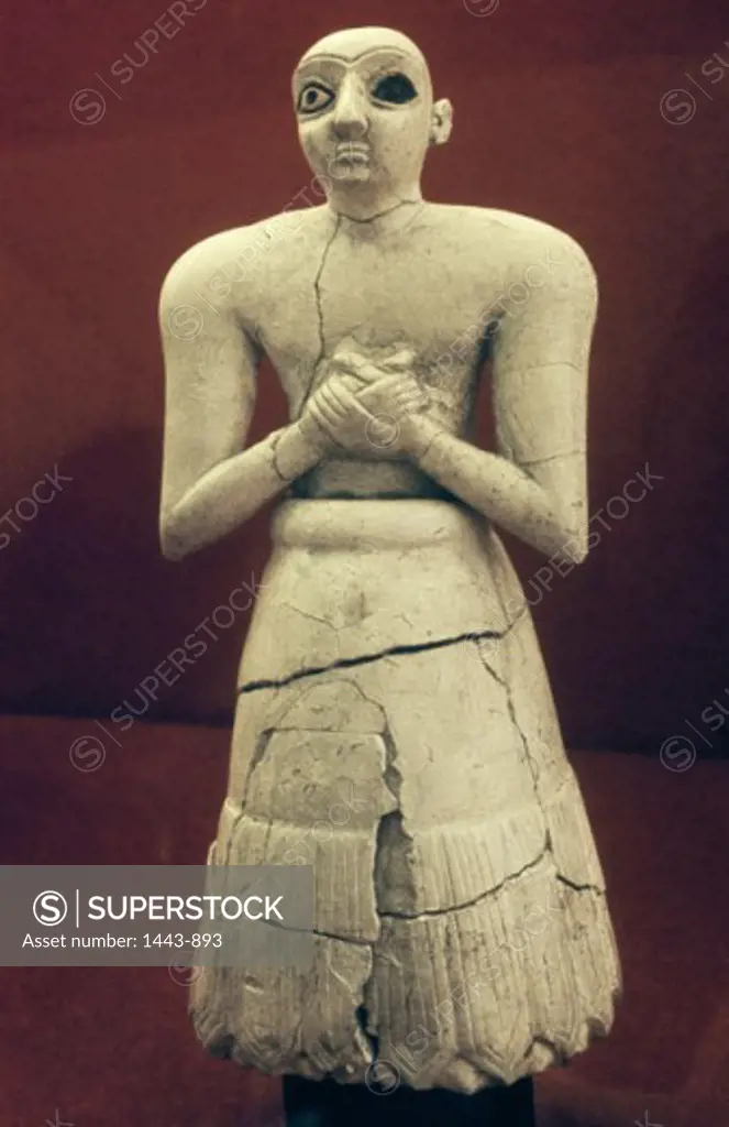 Praying Priest Figure from Hafaga 3rd Century BCE Mespotamian Art Sculpture