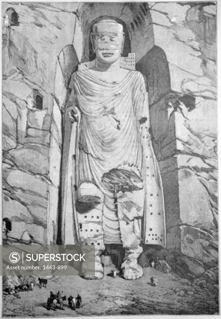 Colossal Buddha at Bamiyan, Afghanistan  ca.1880 Artist Unknown Wood engraving