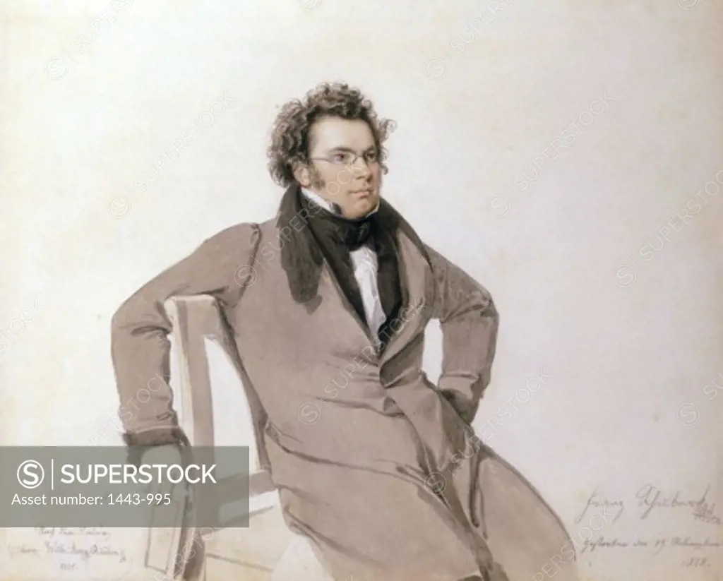 Franz Schubert (1797-1828)  1825 Wilhelm August Rieder (1796-1880 German) Watercolor Historisches Museum der Stadt, Vienna, Austria
