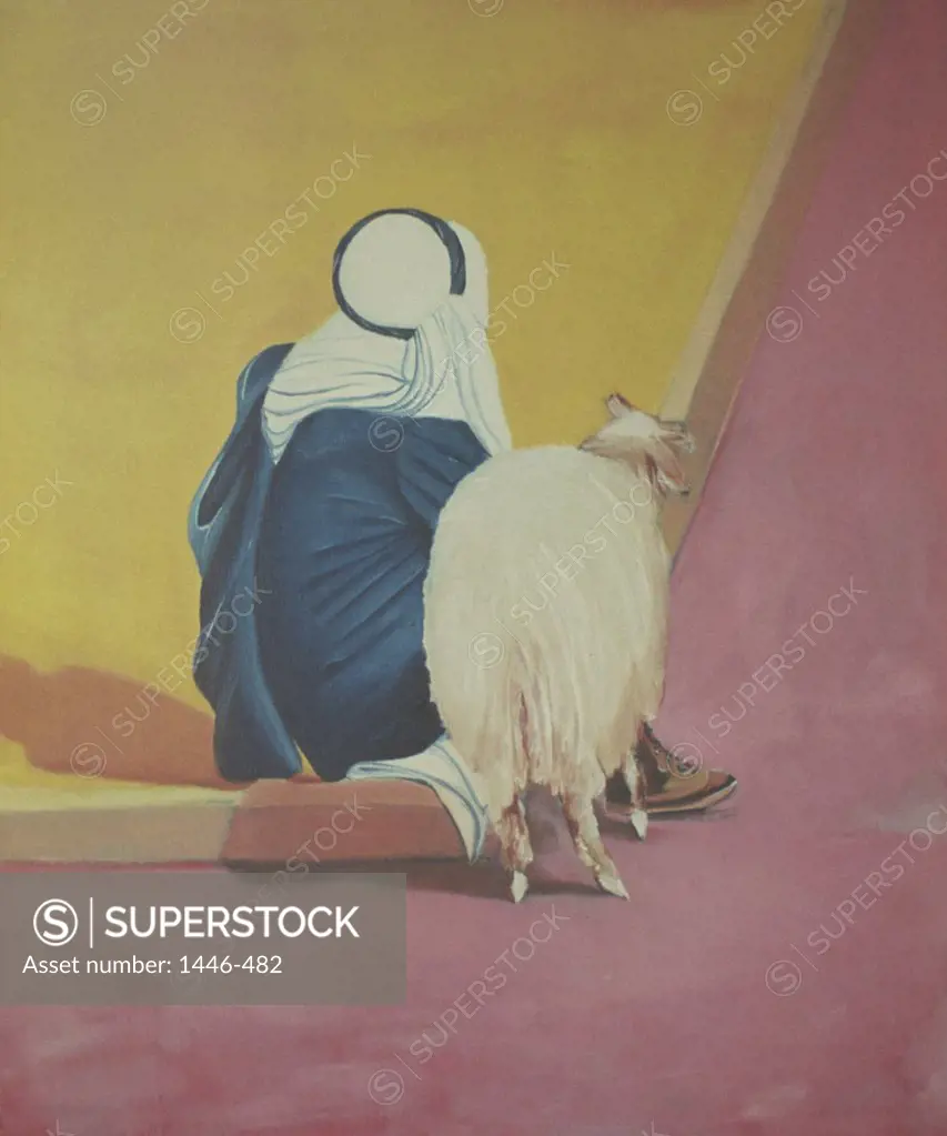 Bedouin with Goat 1978 Erik Slutsky (20th C. Canadian) Oil on Canvas