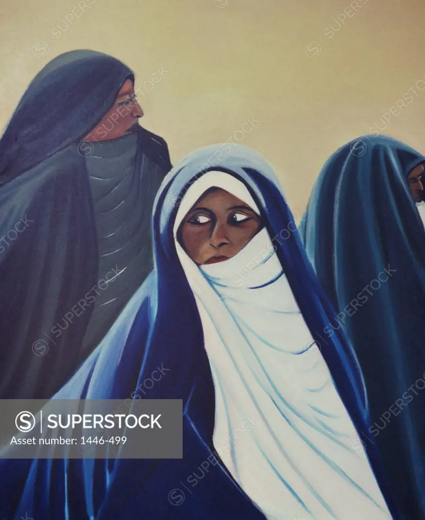 3 Bedouin Women 1978 Erik Slutsky (20th C. Canadian) Oil on Canvas