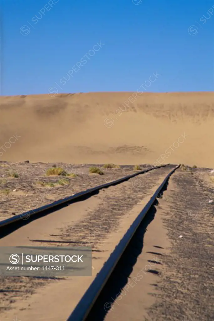 Railroad track passing through a landscape, Namibia