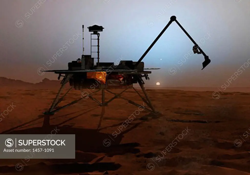 This artist's concept depicts NASA's Phoenix Mars Lander