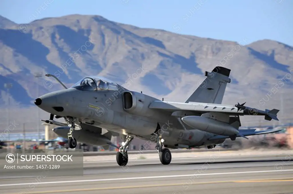 An Italian Air Force AMX fighter land,  Nellis Air Force Base, AZ, USA