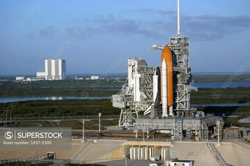 Space shuttle Atlantis atop the mobile launcher platform, NASA's Kennedy Space Center, Florida, USA