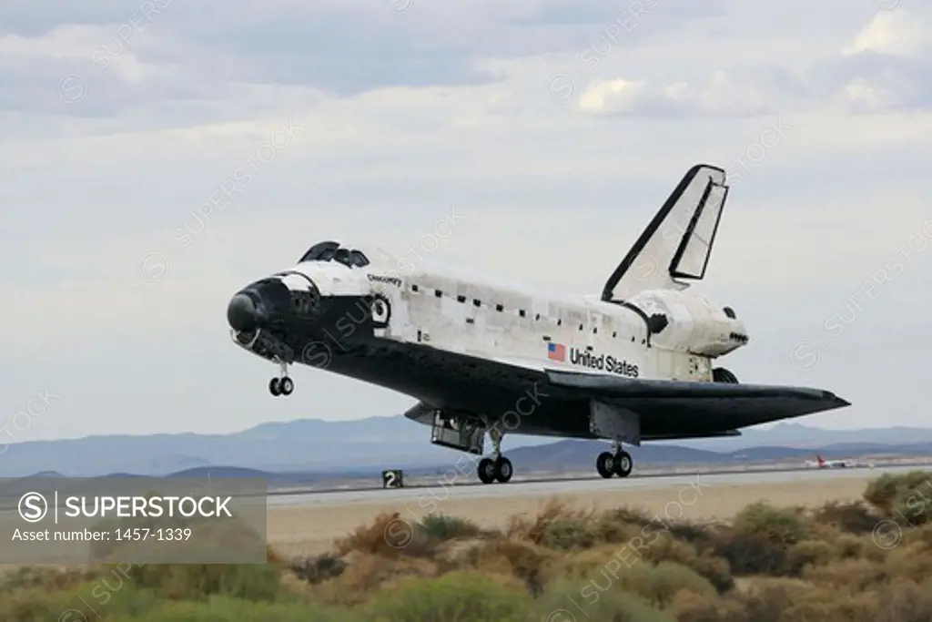 Space Shuttle Discovery touches down, NASA's Dryden Flight Research Center, Edwards Air Force Base, California, USA