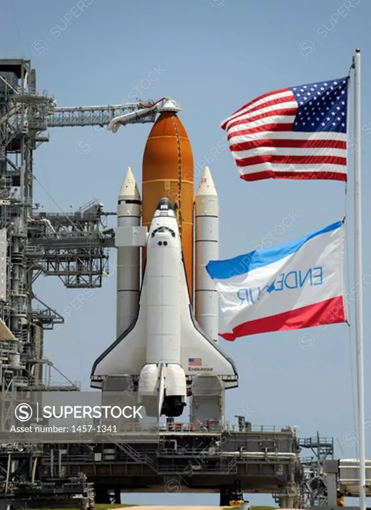 Space Shuttle Endeavour is in place to launch, Kennedy Space Center, Cape Canaveral, Florida, USA