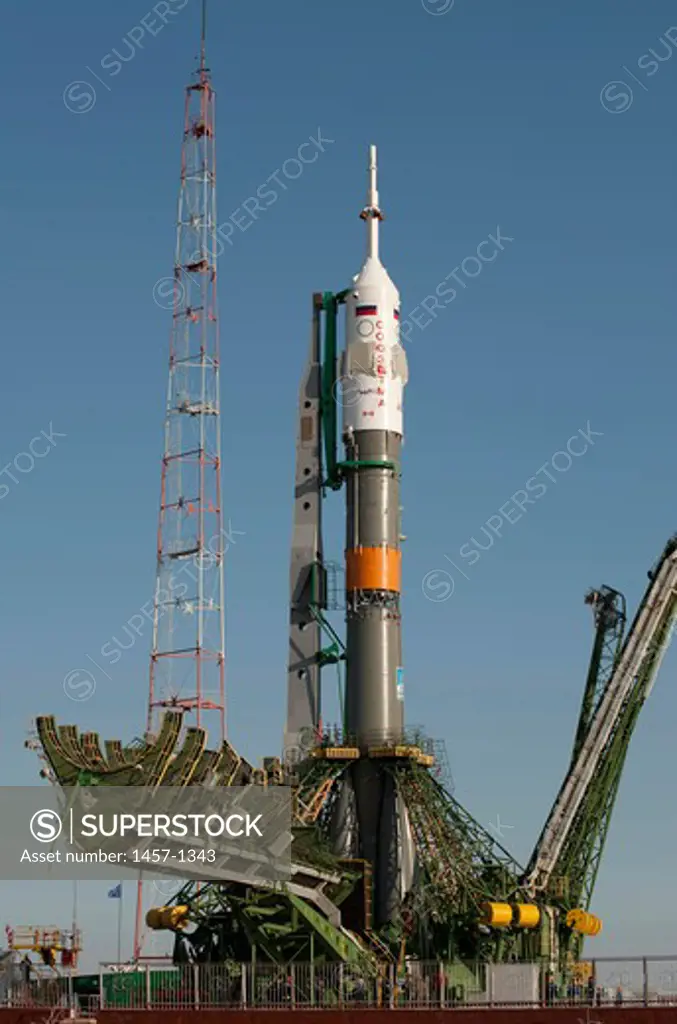 The Soyuz rocket after arrival, Baikonur Cosmodrome, Kazakhstan