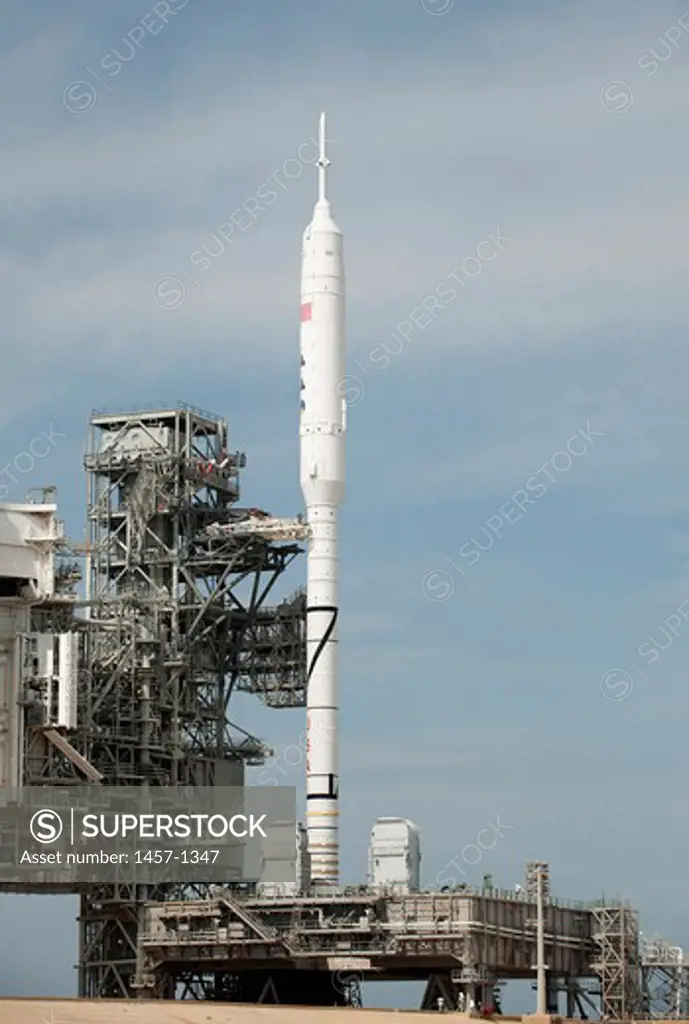 NASA's Ares I-X rocket is seen on a launch pad, Kennedy Space Center, Cape Canaveral, Florida, USA