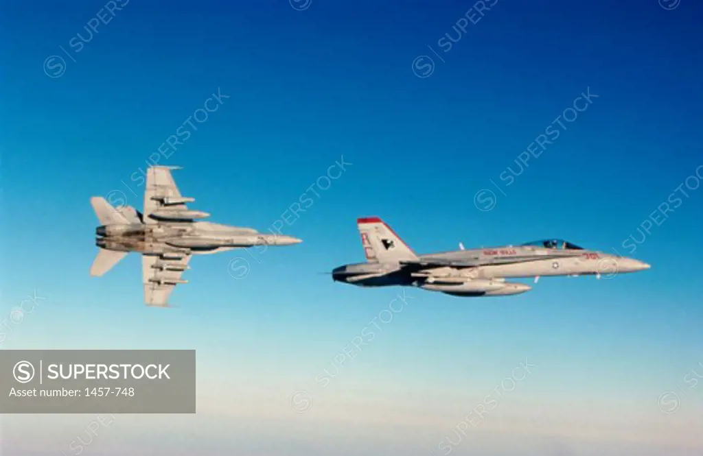 Two fighter planes in flight