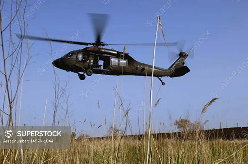 U-60 Black Hawk helicopter preparing to pick up the soldiers