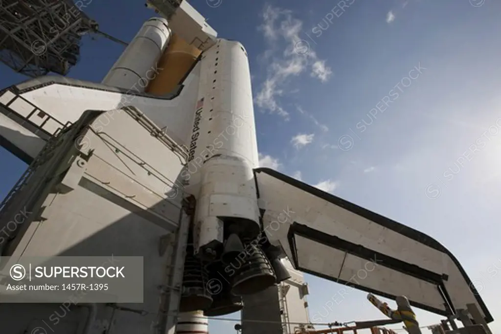 Space Shuttle Endeavour on the launch pad at Kennedy Space Center, Florida.