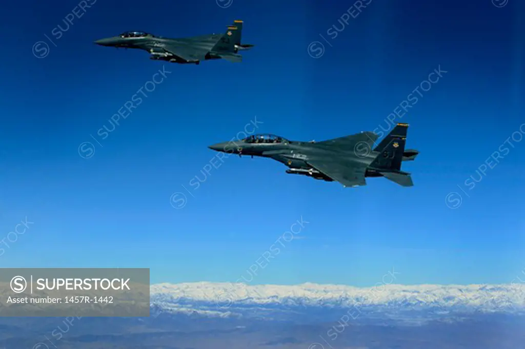 U.S. Air Force F-15E Strike Eagles approach a mission objective in eastern Afghanistan.
