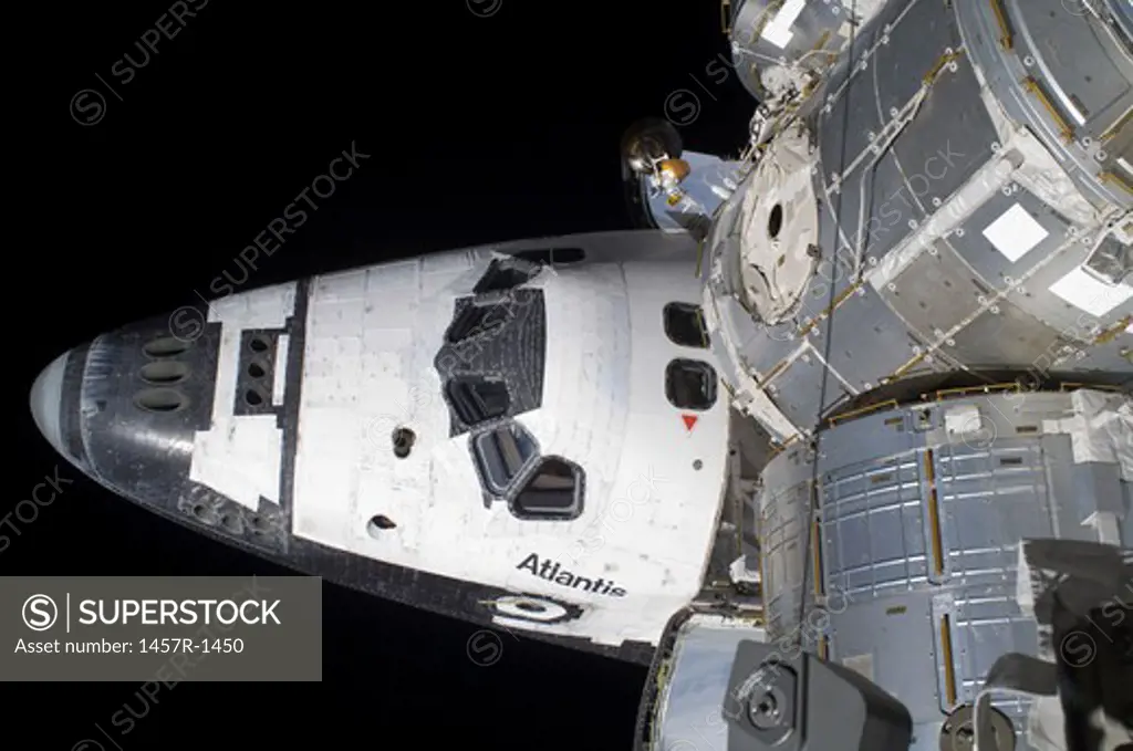 A high-angle view of the crew cabin of space shuttle Atlantis.