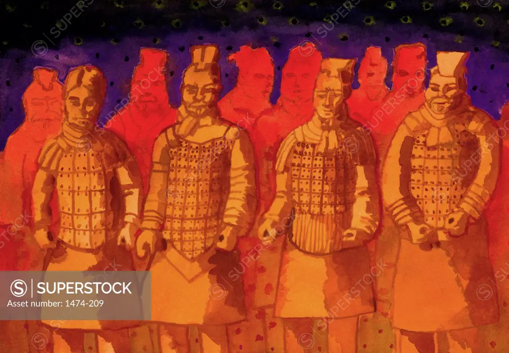 Terracotta Army, Xian, China  John Newcomb, Watercolor, 2004