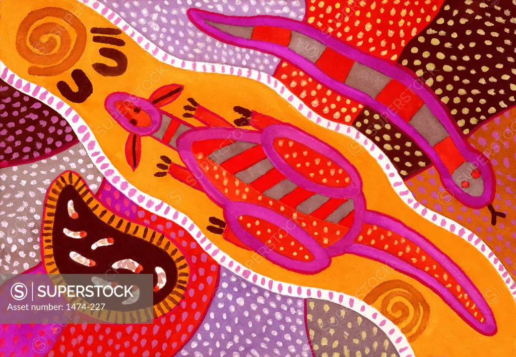 Aboriginal Painting  John Newcomb, Watercolor, 2005