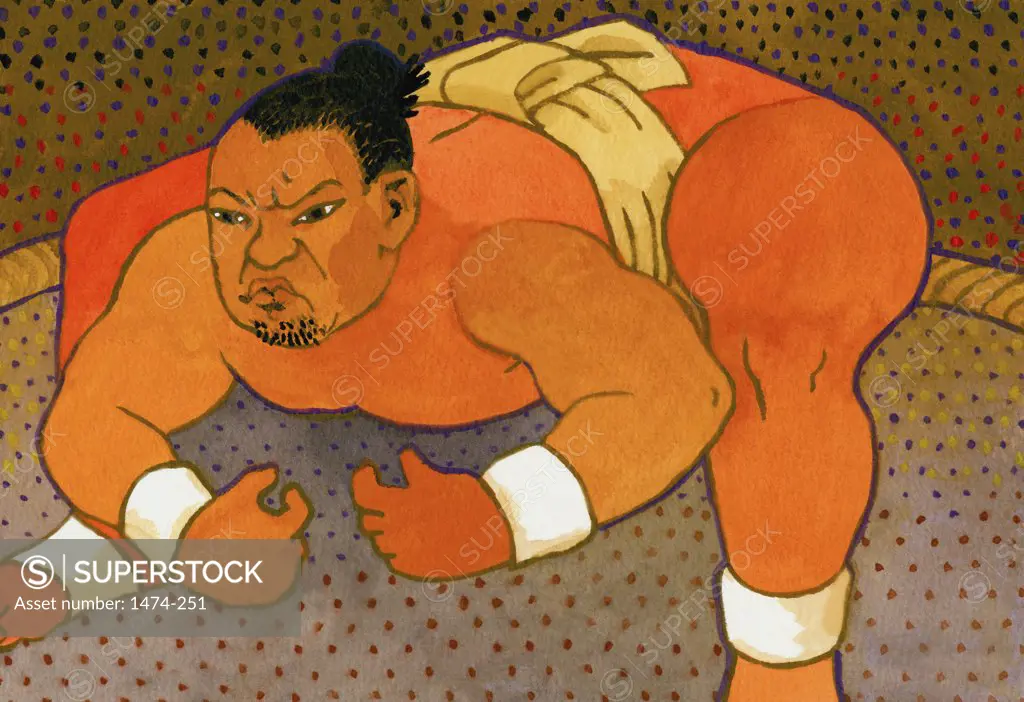 Sumo Wrestler  John Newcomb, Watercolor, 2006