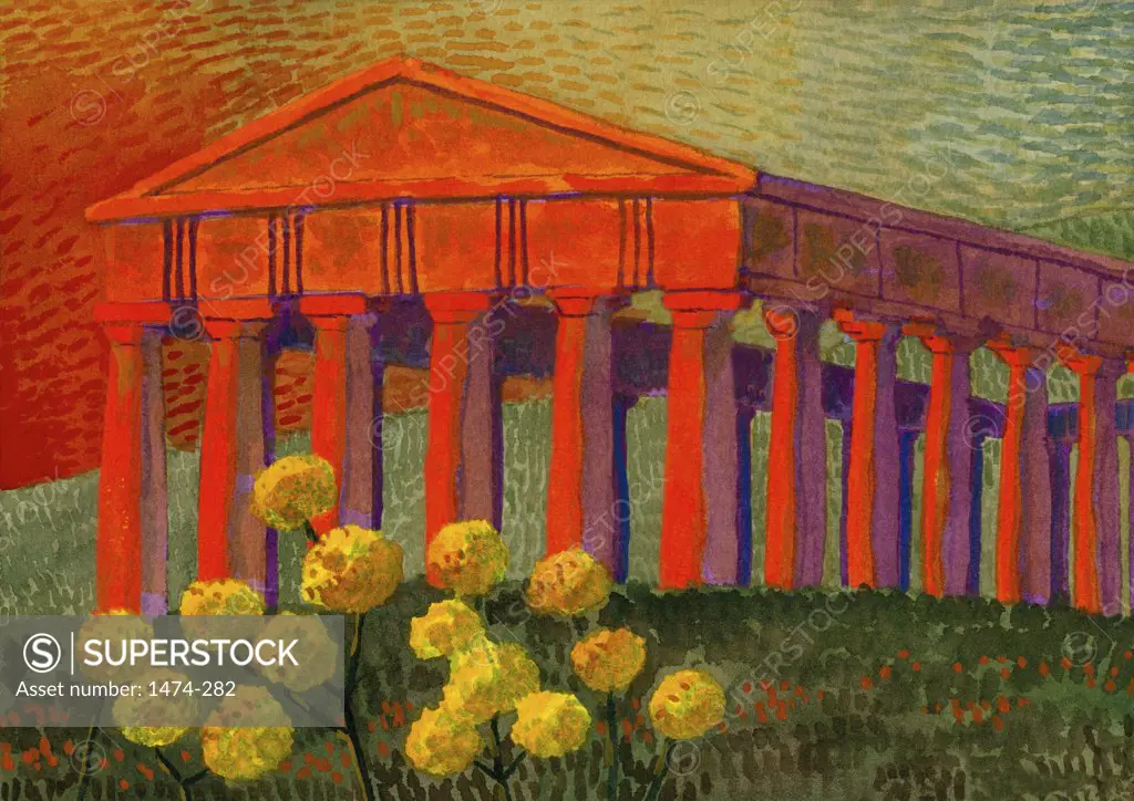 Greek Temple, Segesta, Sicily  John Newcomb, Watercolor, 2007