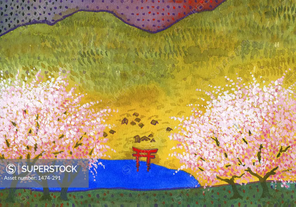 Japanese Lake  John Newcomb, Watercolor, 2006