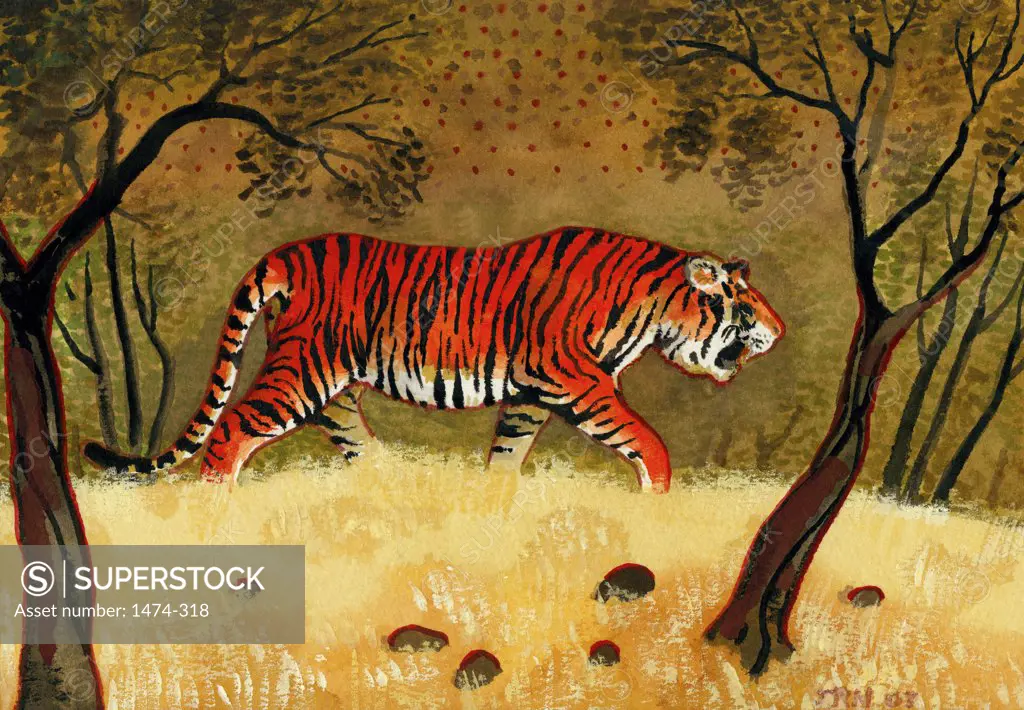 Tiger Hunt  John Newcomb, Watercolor, 2007