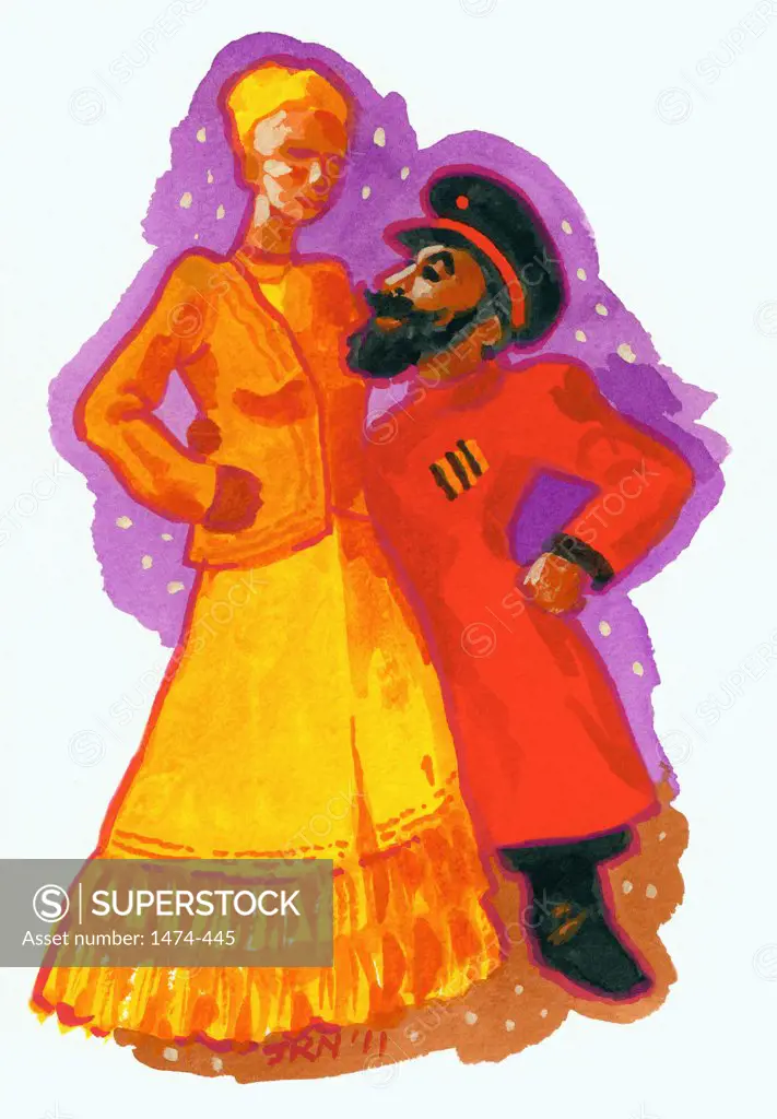 Cossack Couple  John Newcomb, Watercolor, 2011