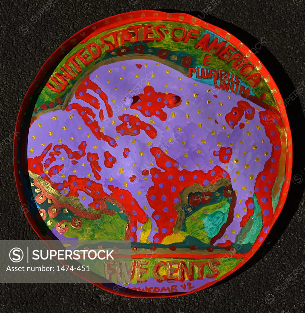 Five Cent Buffalo  John Newcomb, Acrylic on metal, 2012