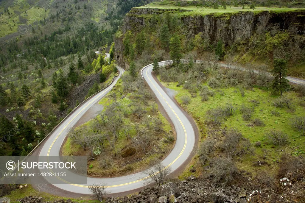 High angle view of a highway, Columbia River Highway, Mosier, Oregon, USA