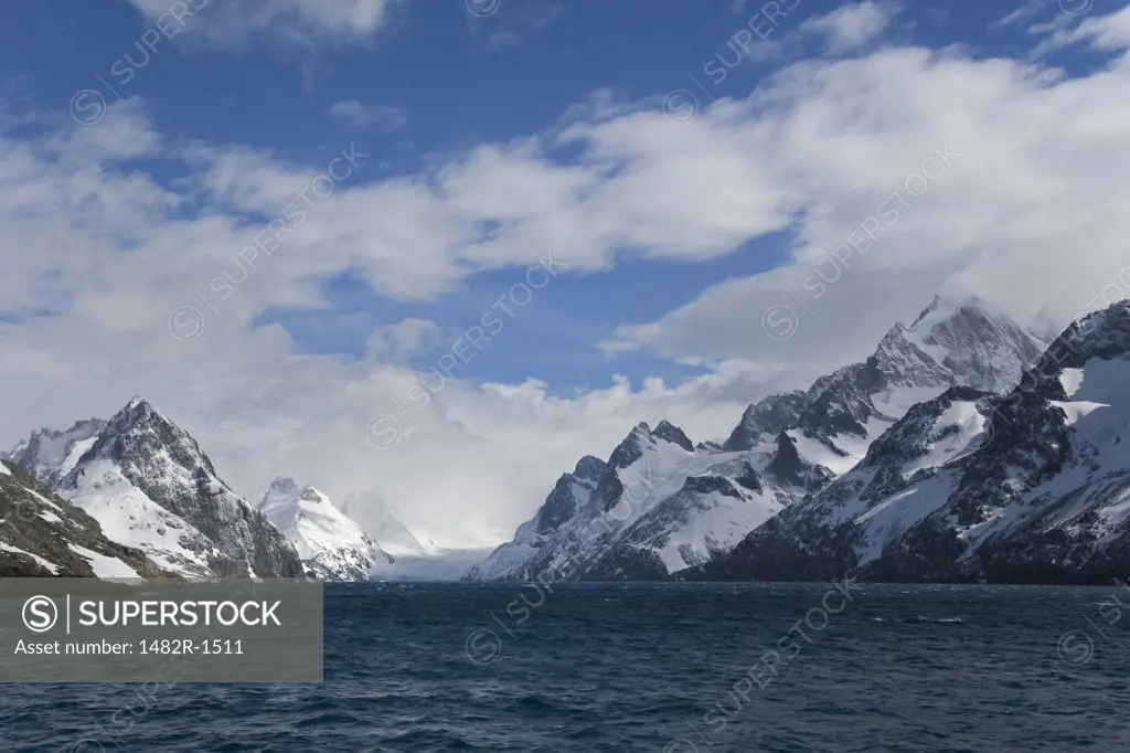 Panoramic view of mountains, Drygalski Fjord, South Georgia Island, South Sandwich Islands