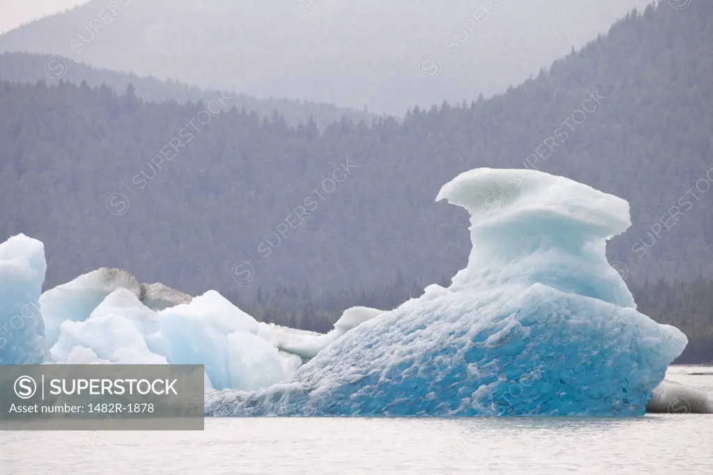Iceberg in the lake, Mendenhall Lake, Mendenhall Valley, Mendenhall Glacier, Juneau, Alaska, USA