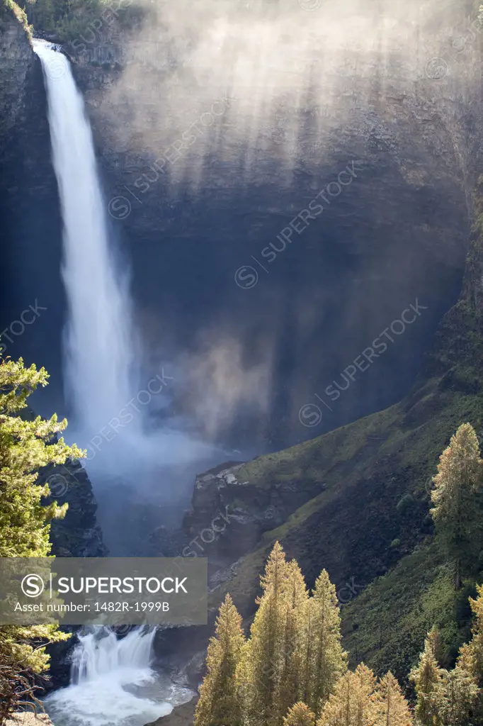 High angle view of a waterfall, Helmcken Falls, Wells Gray Provincial Park, British Columbia, Canada