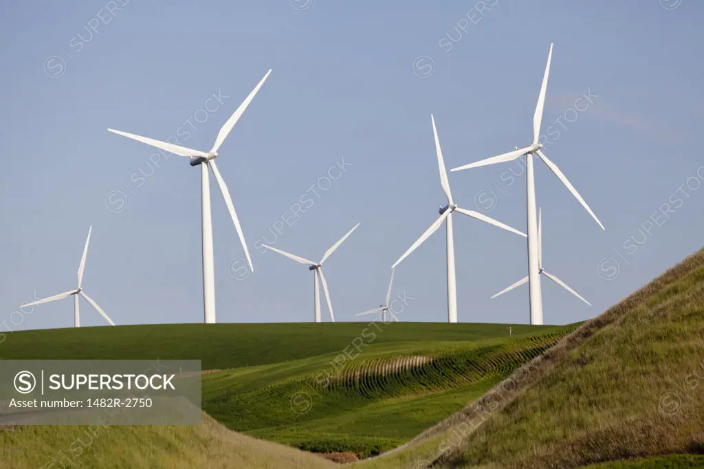 USA, Oregon, Wasco, Wind turbines