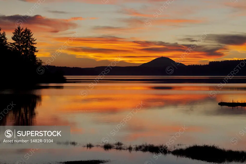 Lake Quinault at sunset, Washington State, USA