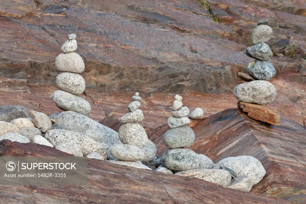USA, California, Sequoia National Park, Middle Fork Kaweah River, Close-up of stack stone