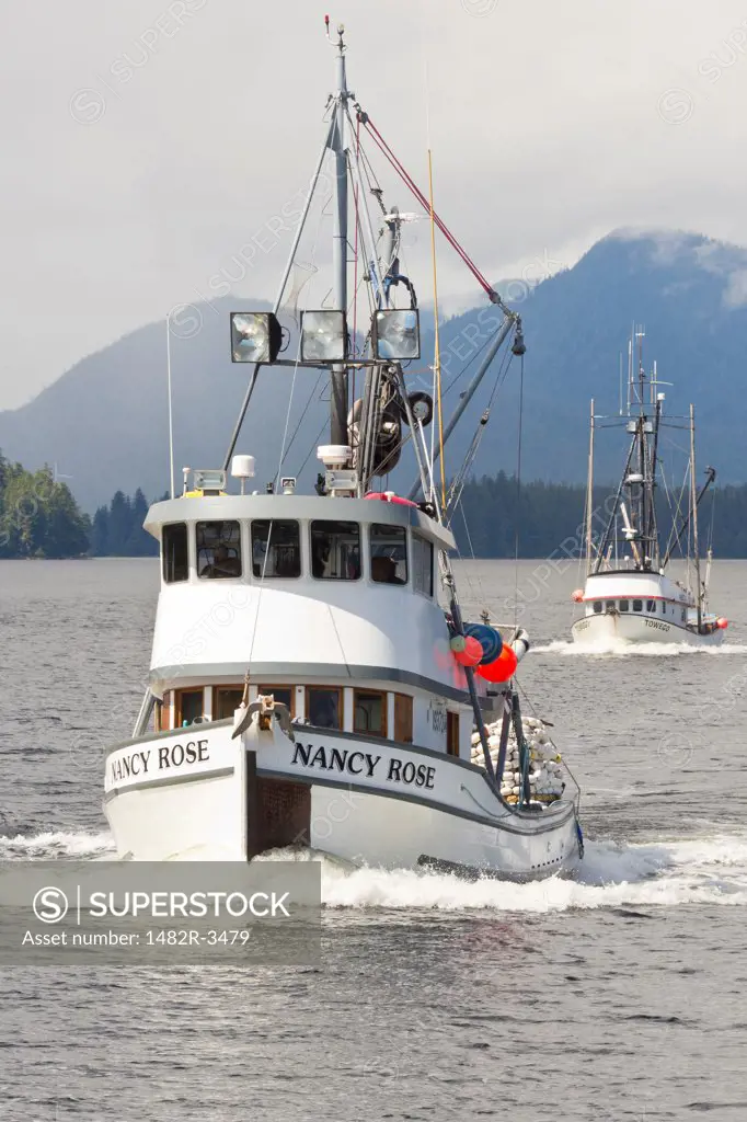 Commercial fishing boats in the sea, Alaska, USA