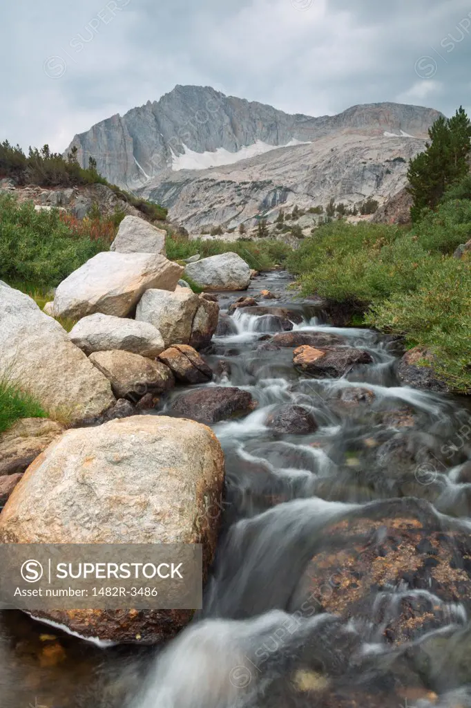Stream flowing through rocks, Steelhead Lake, Hoover Wilderness, Inyo National Forest, California, USA