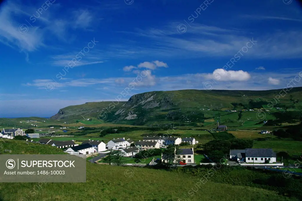 High angle view of a village, Glencolumbkille, Ireland