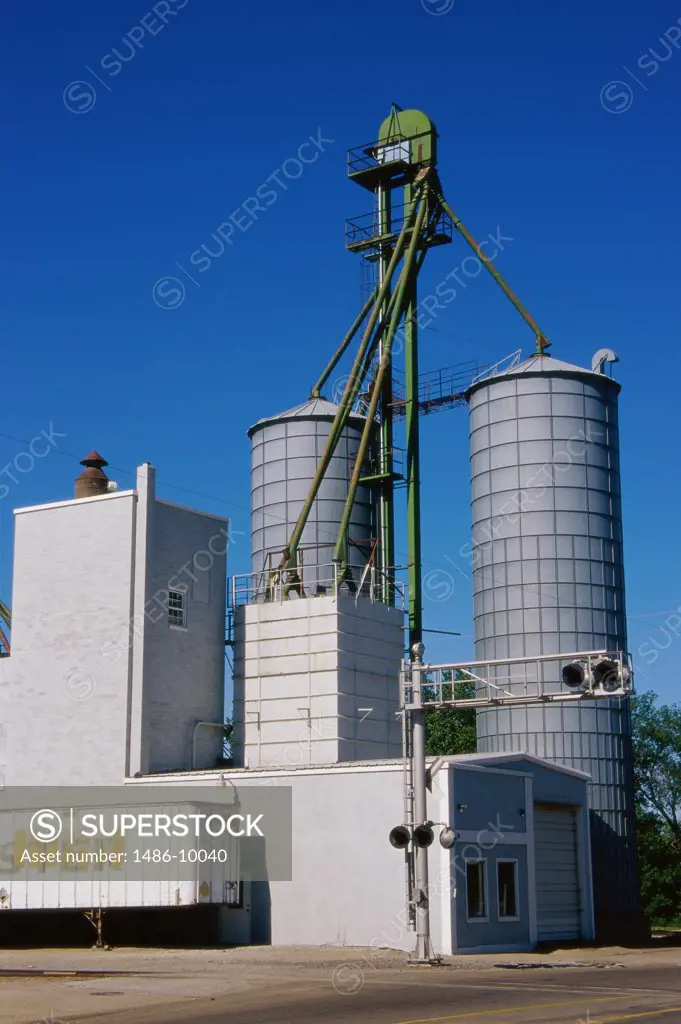 Grain elevator in a field, Nebraska, USA