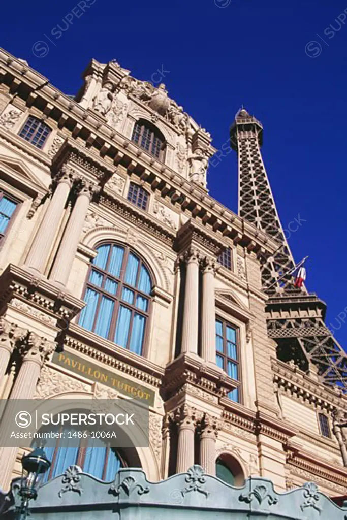 Low angle view of a hotel, Paris Las Vegas, Replica Eiffel Tower, Las Vegas, Nevada, USA