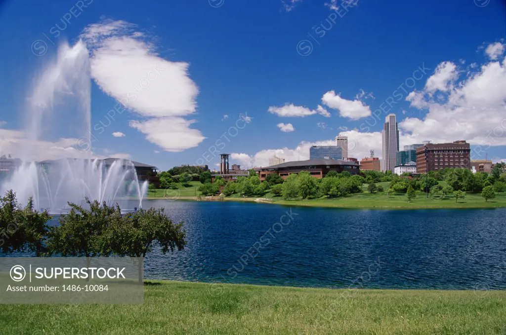 Fountain in a park, Heartland of America Park, Omaha, Nebraska, USA