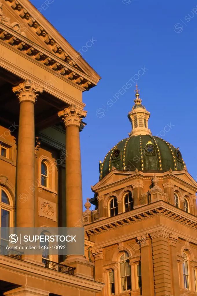 Low angle view of a government building, State Capitol, Des Moines, Iowa, USA