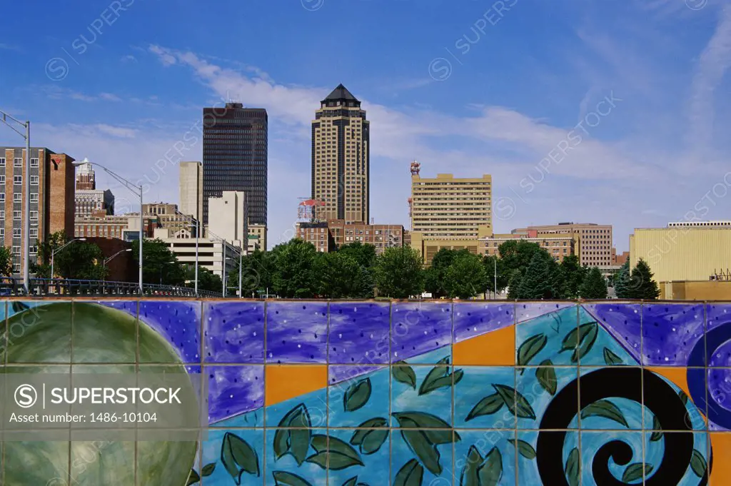 Close-up of a mural on a wall, Des Moines, Iowa, USA